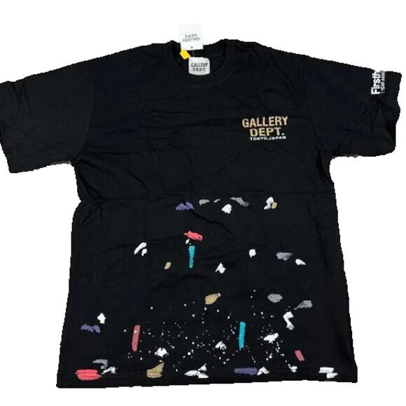 Gallery Dept Black Graphic Splatter Paint T-Shirt - Small - Picture 1 of 3